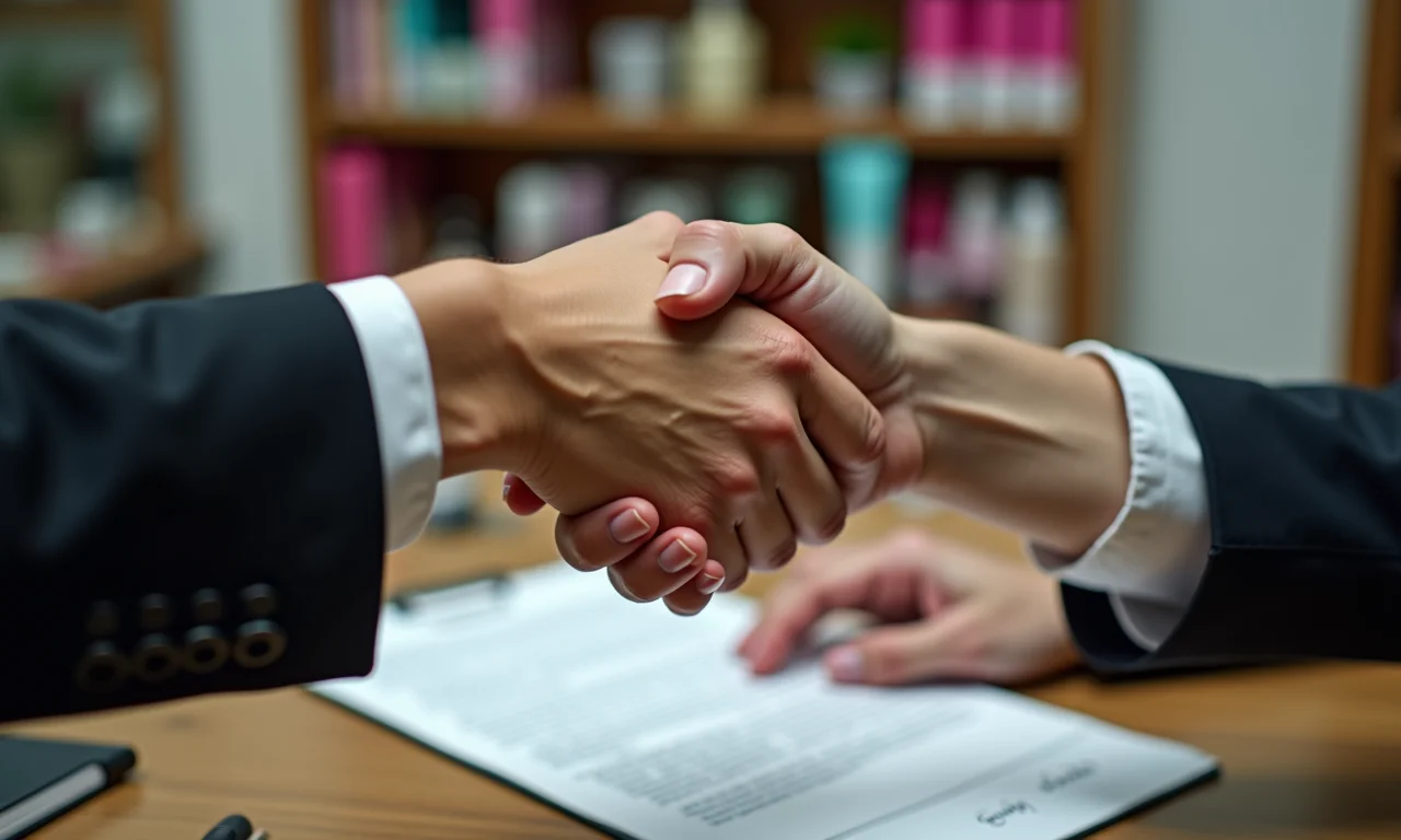 Formalização de parceria com contrato em salão de beleza.