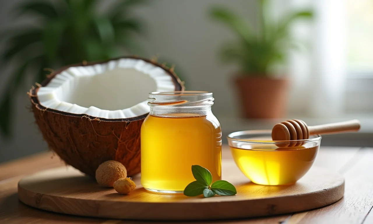 Fortalecedor de unha de óleo de coco e mel.