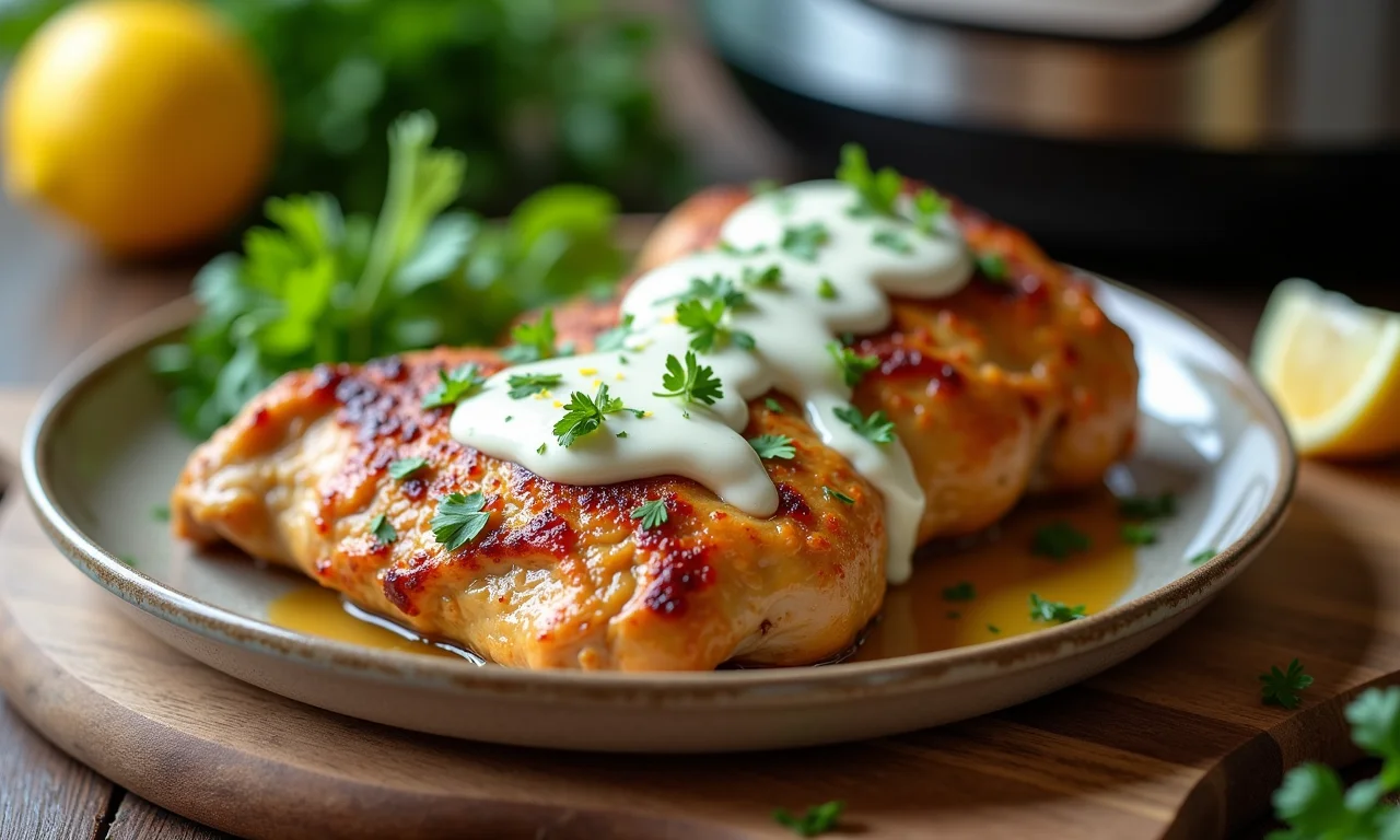 Frango com molho especial na panela de pressão elétrica.