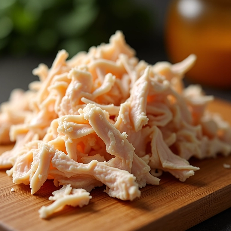 Frango desfiado, macio e suculento.