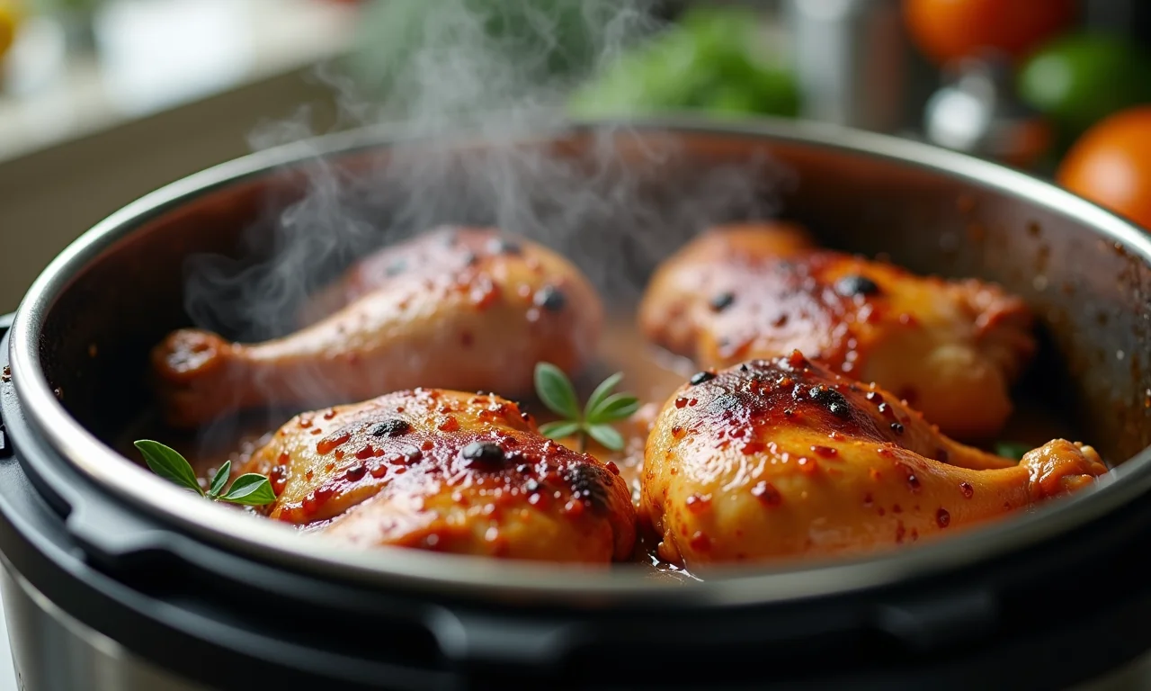 Frango suculento na panela de pressão elétrica Fun Kitchen.