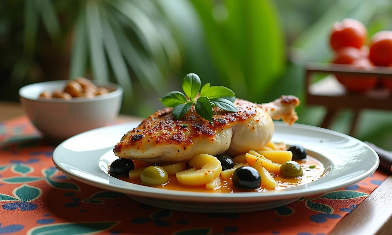 Fricassê de frango com palmito e azeitonas, receita com toque especial.