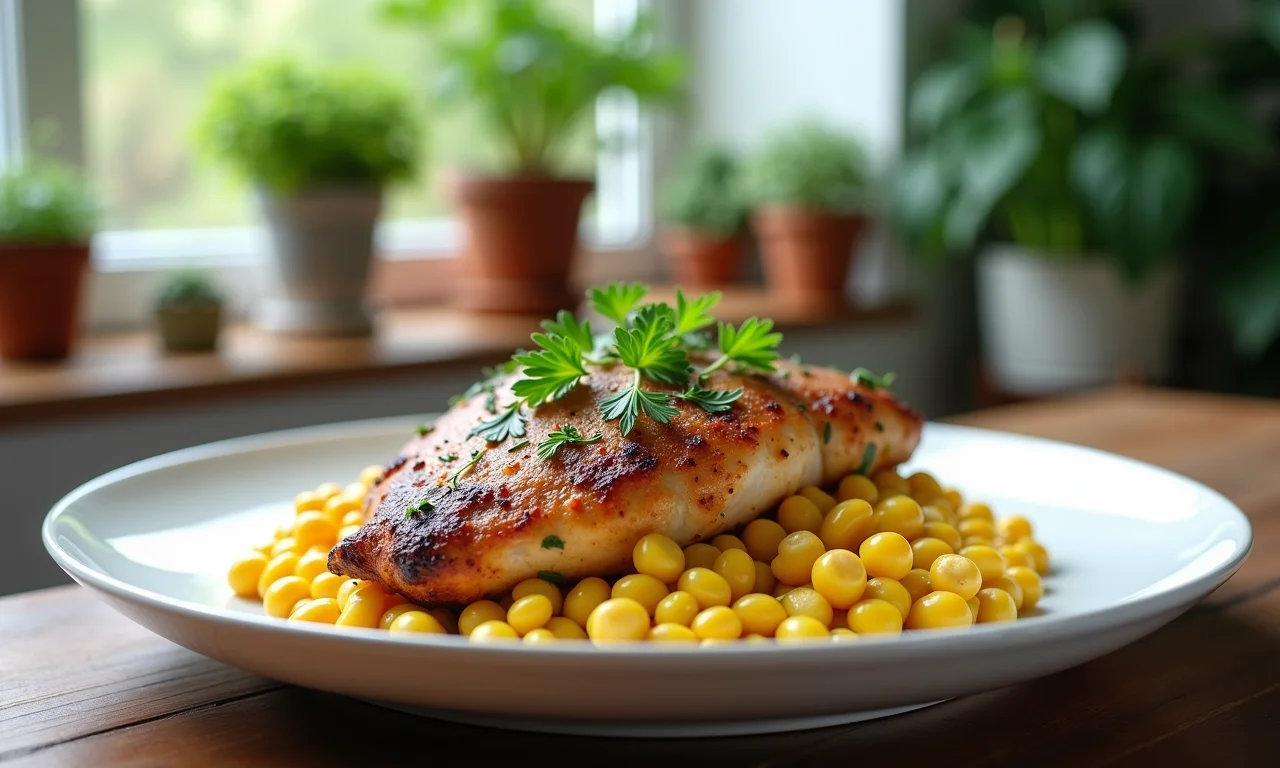 Fricassê de frango vegano com creme de milho, uma opção deliciosa e saudável.