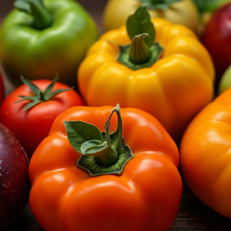 Frutas coloridas e vibrantes em um expositor, incentivando o consumo.