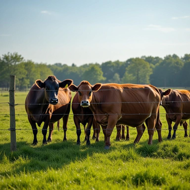 Gado pastando em segurança dentro de cerca elétrica.