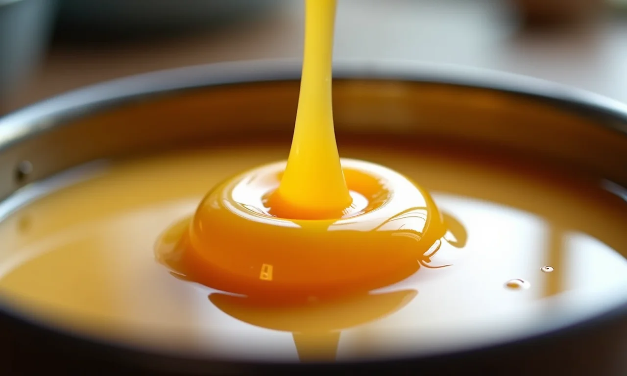 Gelatina dissolvendo, passo crucial para evitar gosto forte no mousse de ninho.