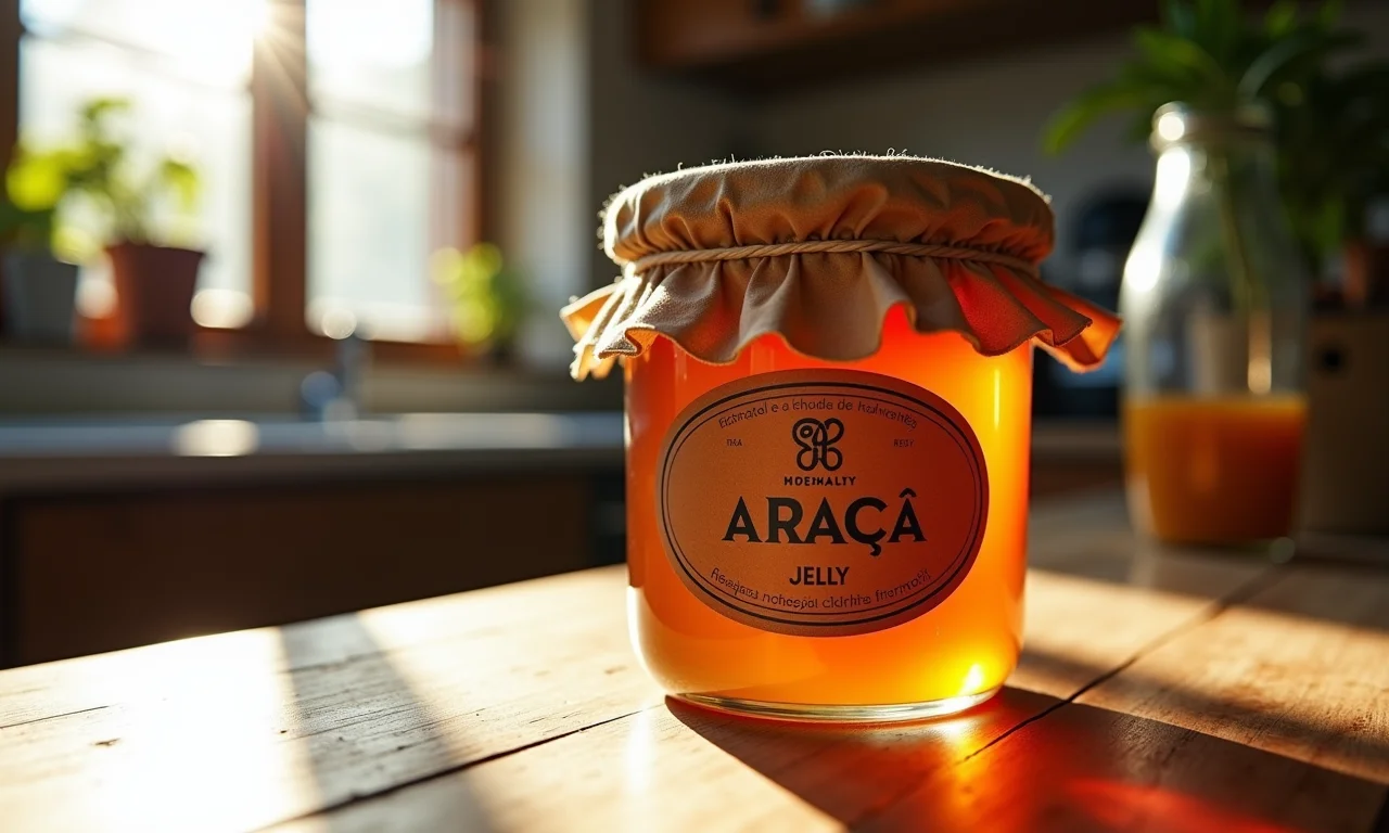 Geleia de araçá caseira em pote de vidro.
