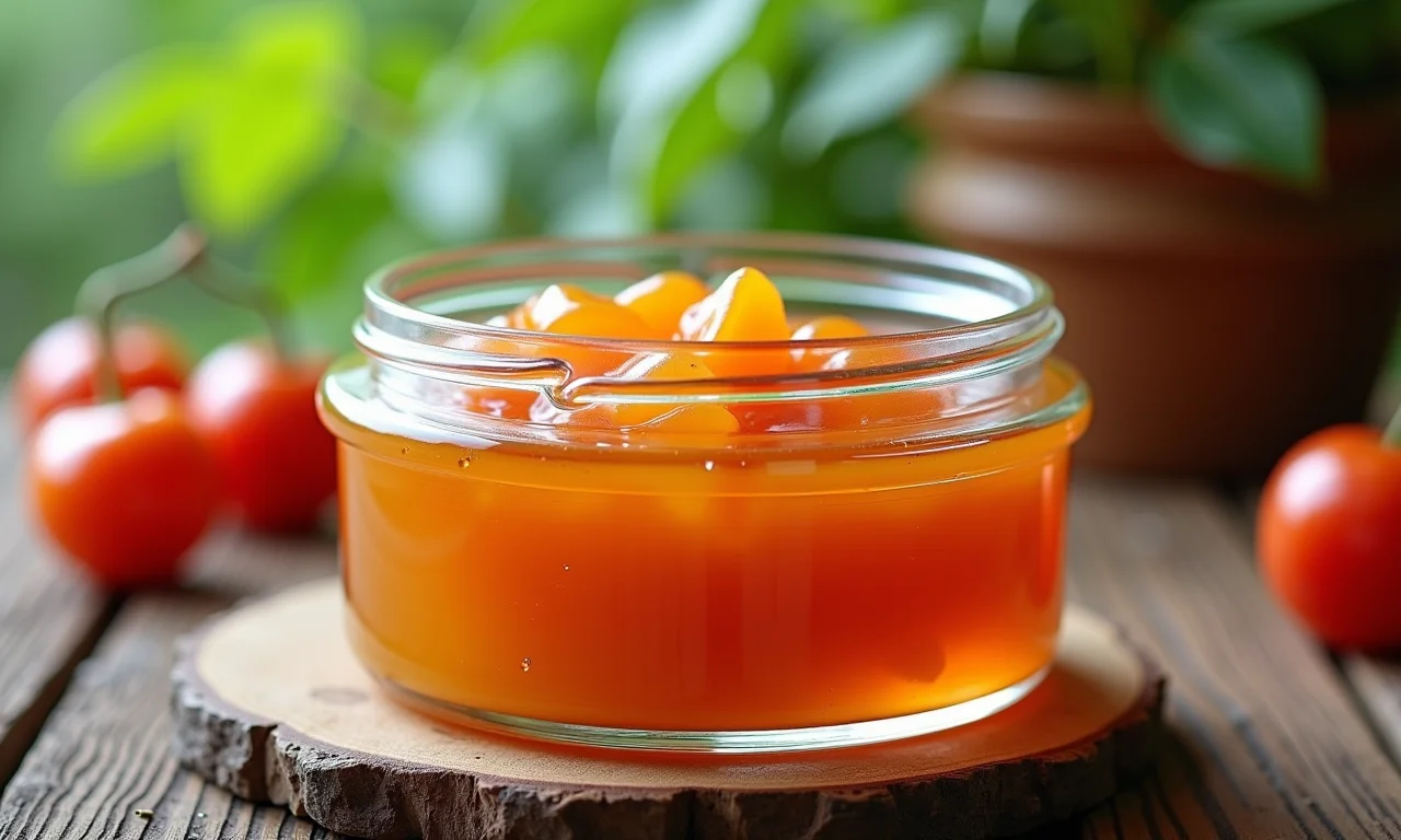 Geleia de guapeva caseira em pote de vidro.