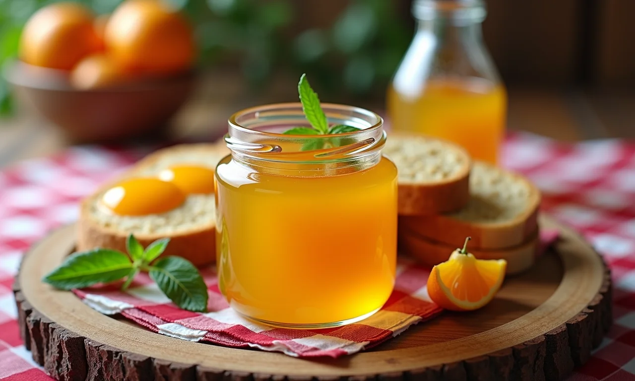 Geleia de murici caseira em pote de vidro.