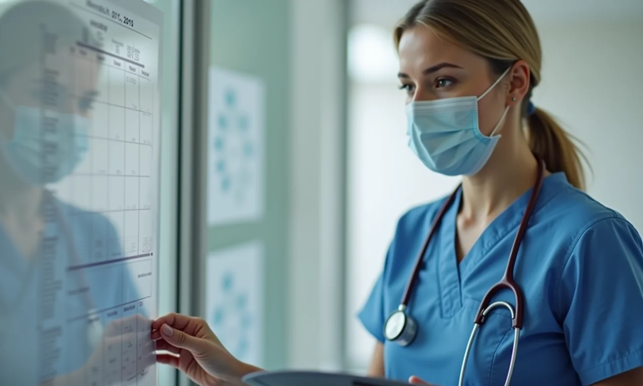 Gerente de enfermagem ajustando escala para atender solicitação inesperada.