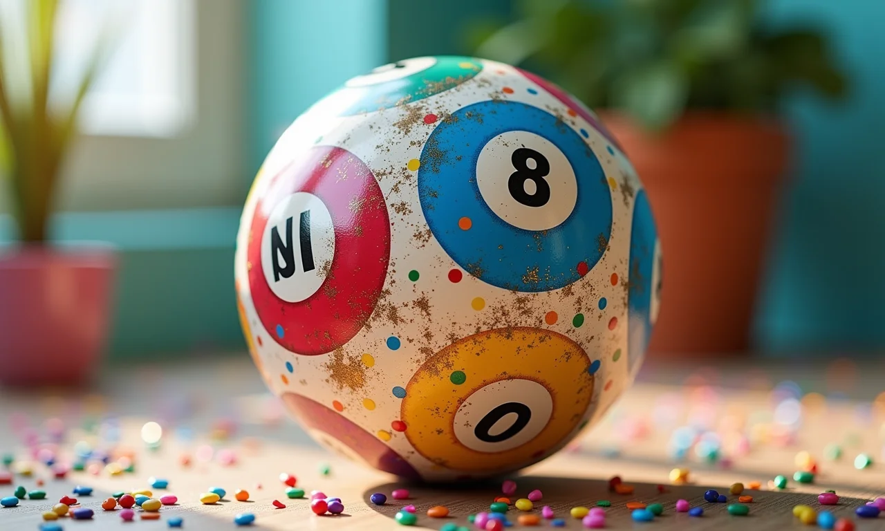 Globo de bingo personalizado com glitter e cores vibrantes.