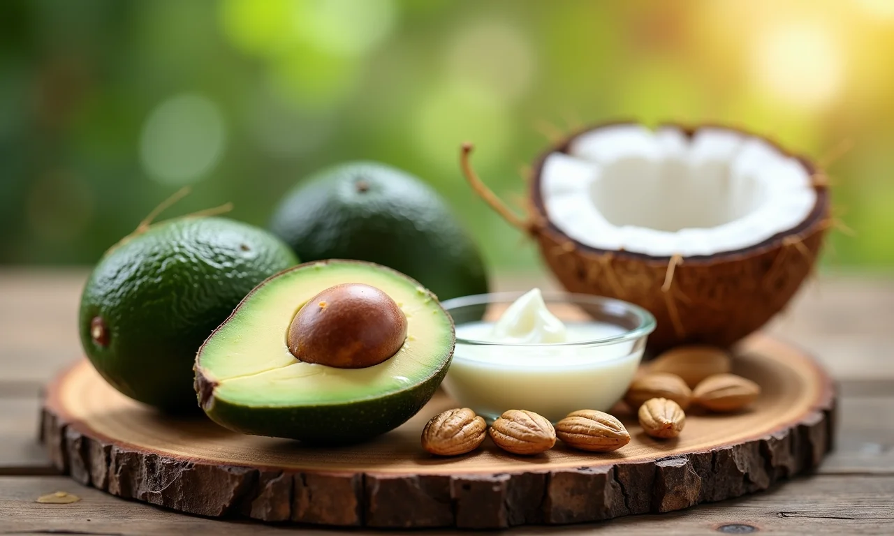 Gorduras boas: óleo de coco, abacate e castanhas.