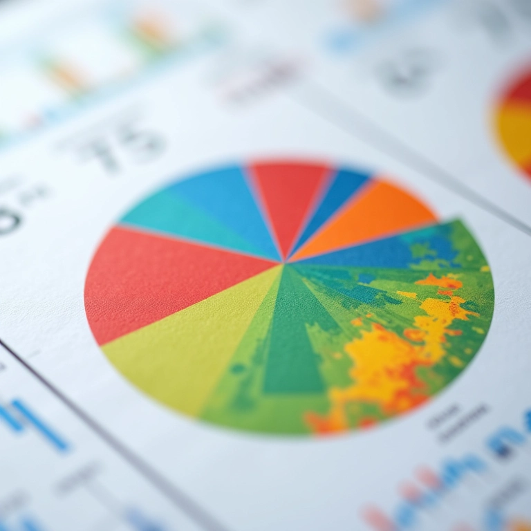 Gráfico de setores no Excel com cores das fatias personalizadas, design vibrante.