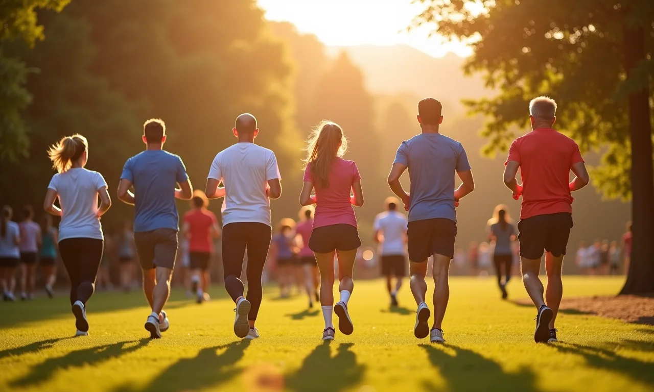 Grupo de pessoas praticando atividade física ao ar livre.