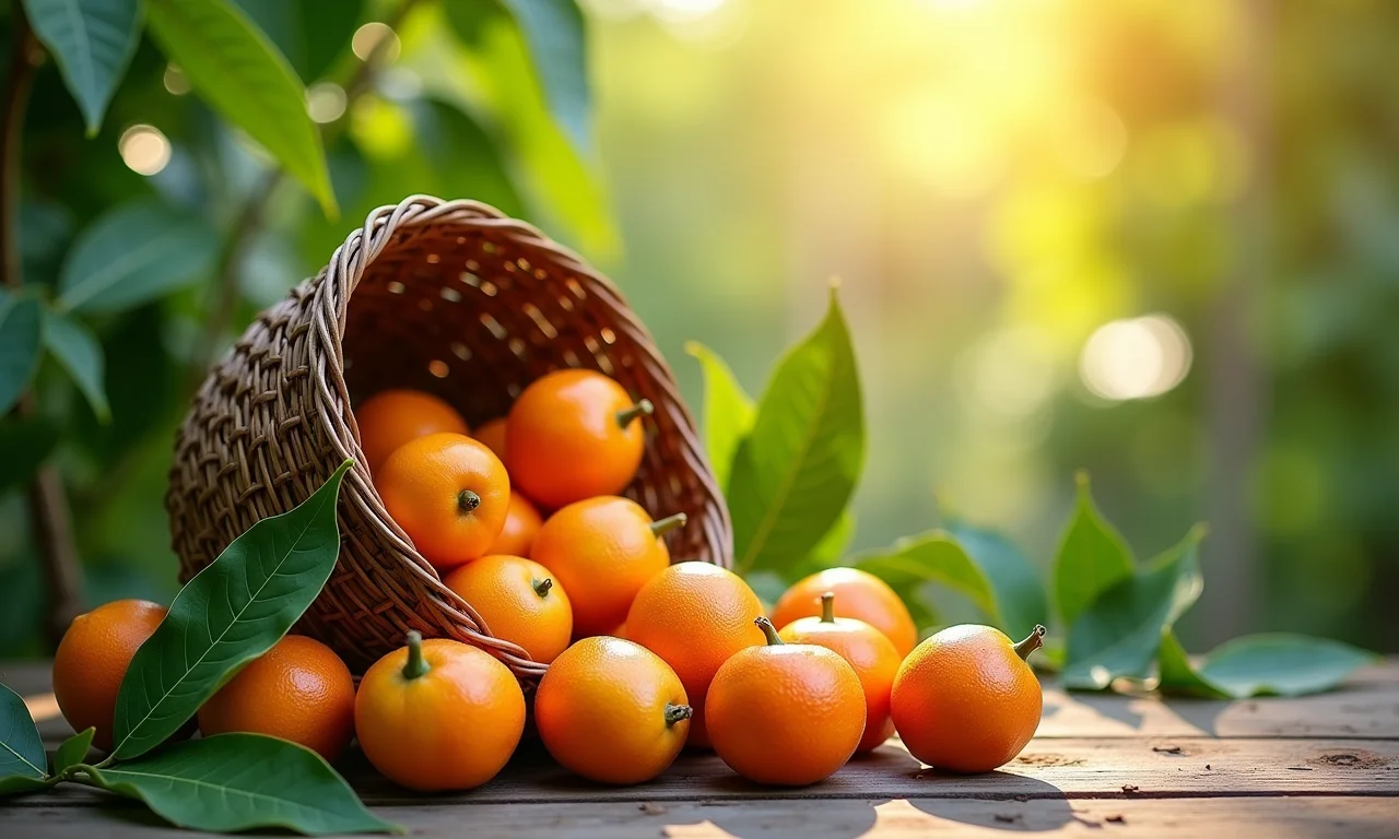 Guaviras frescas em cesta rústica, prontas para receitas.