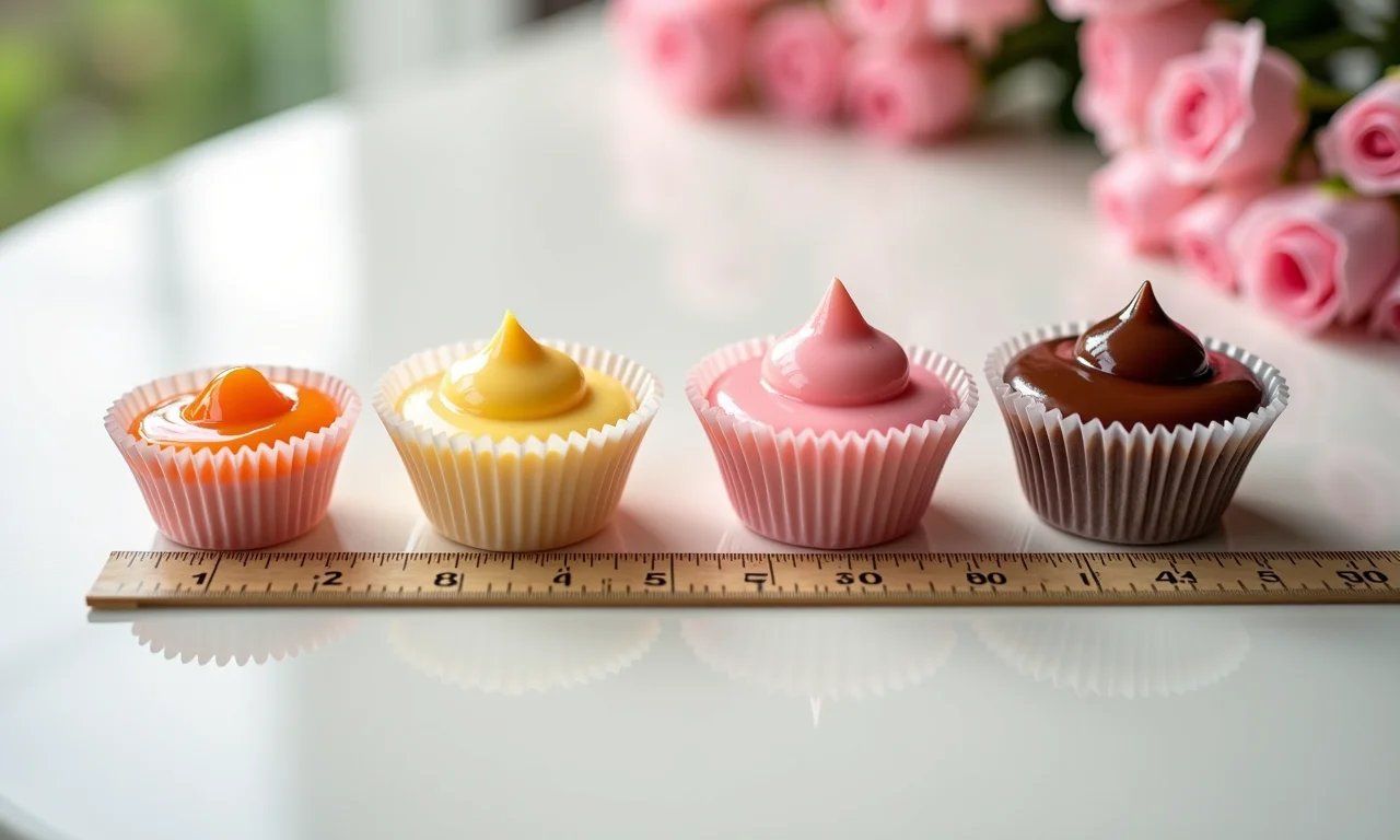 Guia de tamanhos ideais para forminhas de doces de casamento.