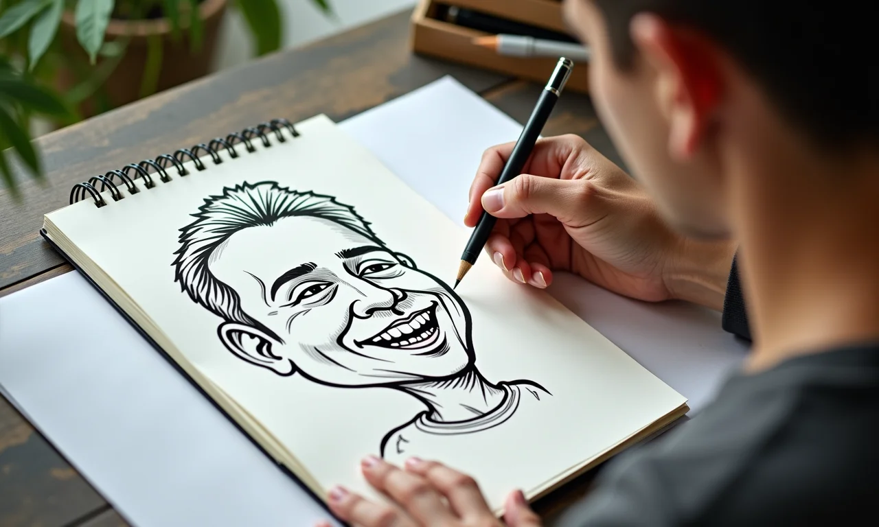 Guia passo a passo para criar caricatura no papel, arte brasileira.