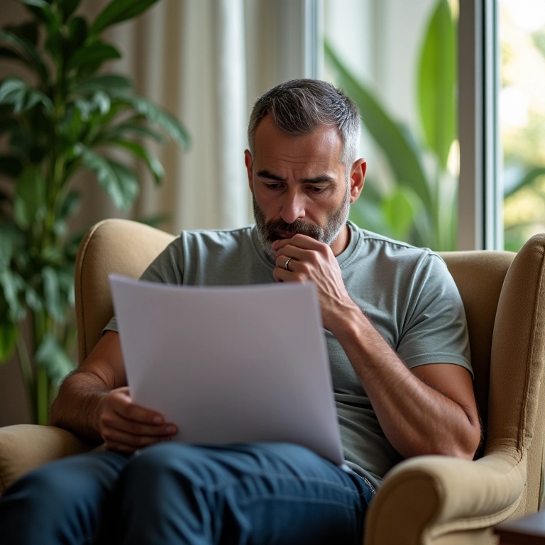 Homem lendo sobre vasectomia.