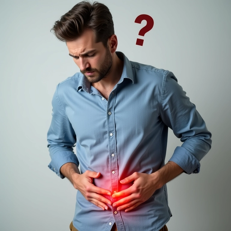 Homem preocupado com dor após vasectomia.