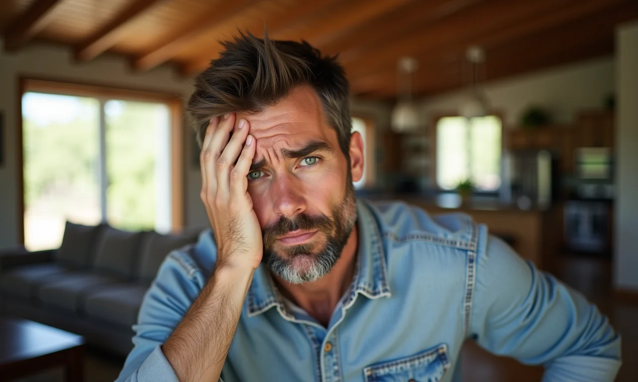 Homem preocupado olhando para pedido de financiamento negado.