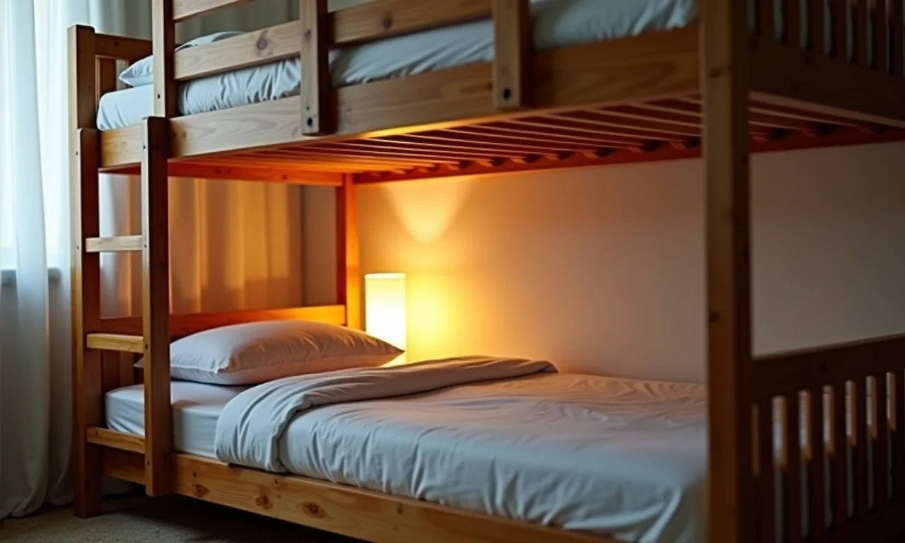 Iluminação suave e aconchegante em beliche com luminária.