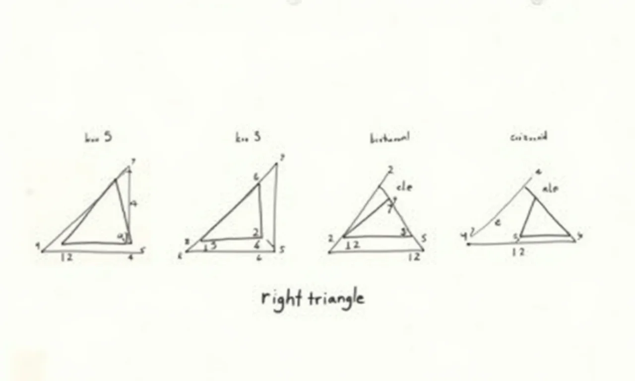 Ilustração de diferentes tipos de triângulos, destacando o triângulo retângulo.