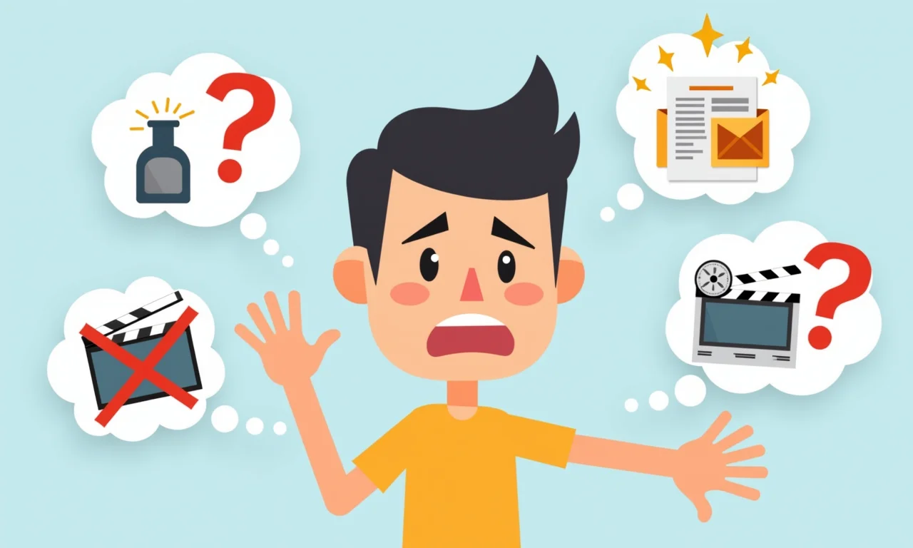 Ilustração de erros comuns ao criar vídeos com fotos para o Facebook.