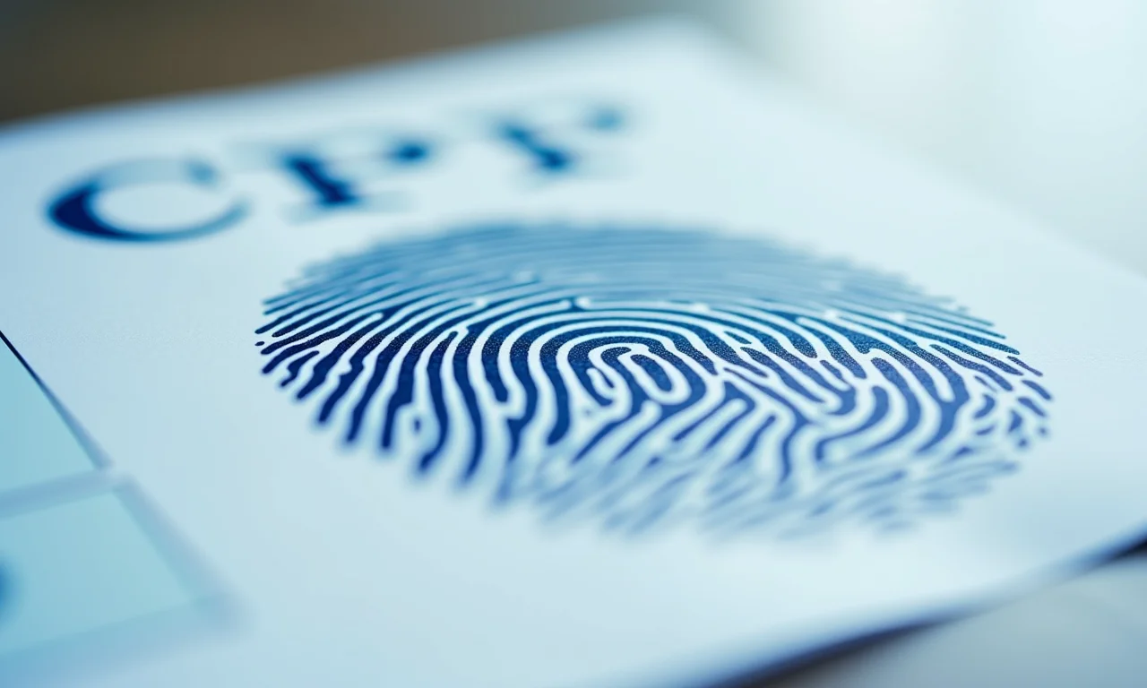 Impressão digital em um documento de CPF.