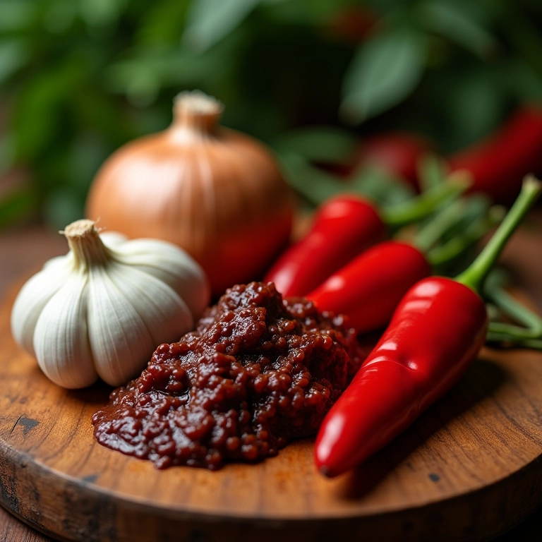 Ingredientes aromáticos para molho de feijoada: alho, cebola e pimenta.