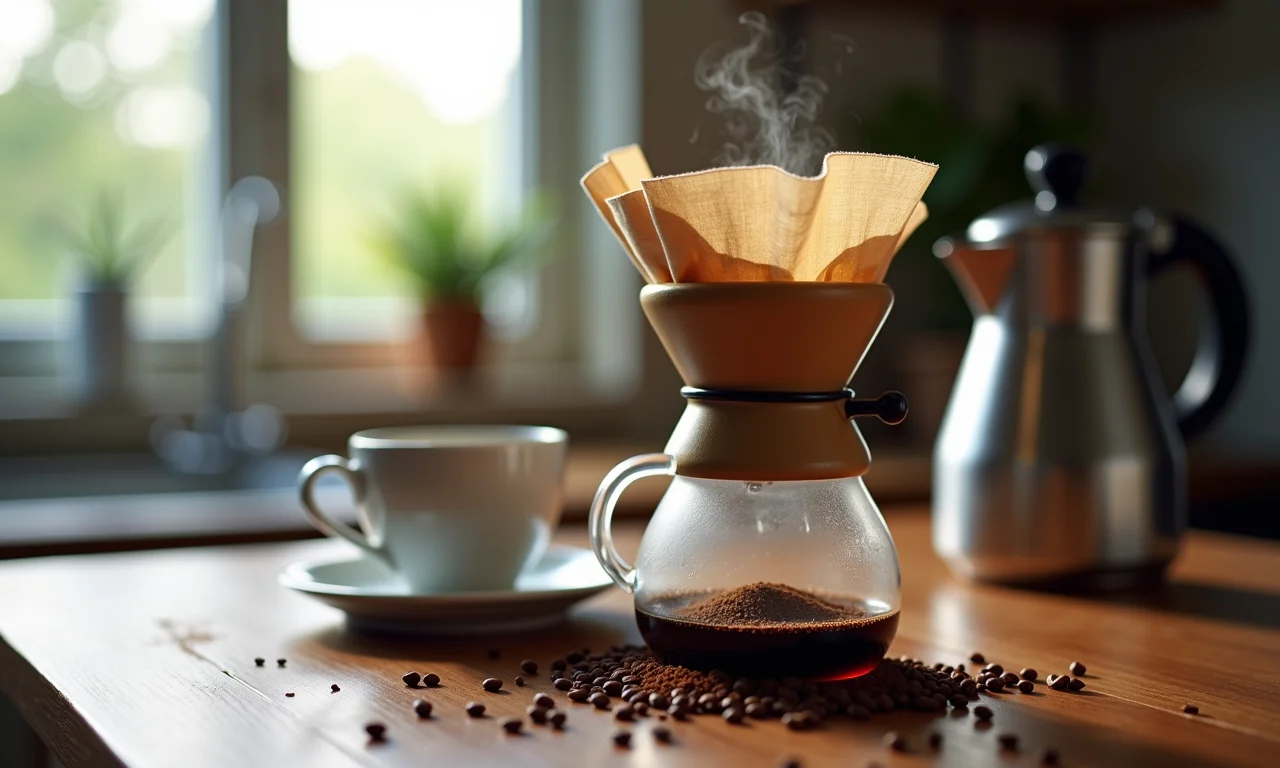 Ingredientes e utensílios necessários para preparar café coado em pano.