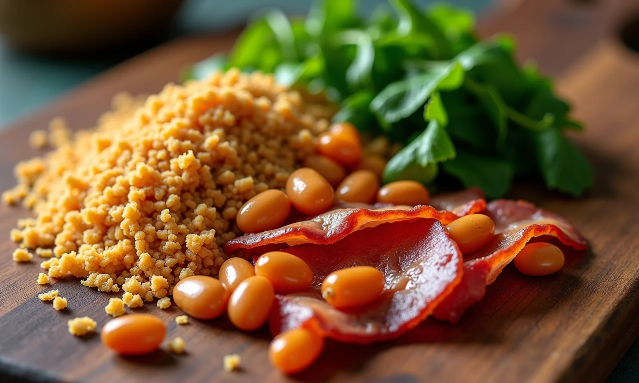 Ingredientes frescos e coloridos para preparar um autêntico feijão tropeiro.