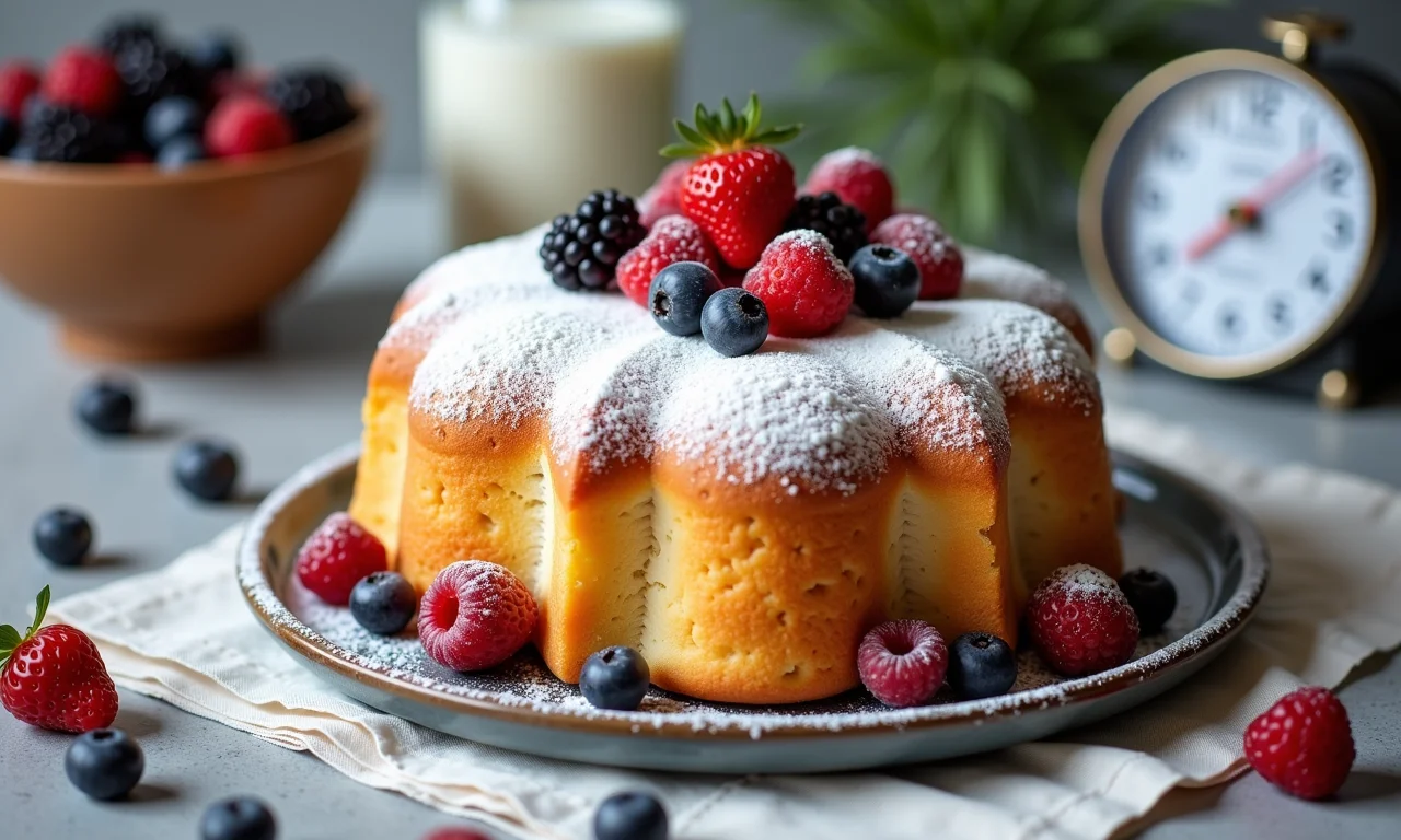 Ingredientes frescos para a torta Charlotte: biscoitos champanhe, creme e frutas vermelhas.