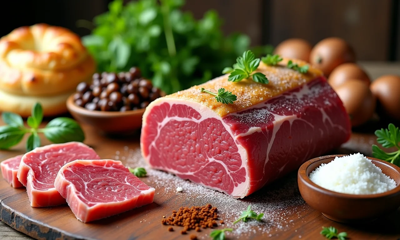 Ingredientes frescos para o preparo do Bife Wellington.