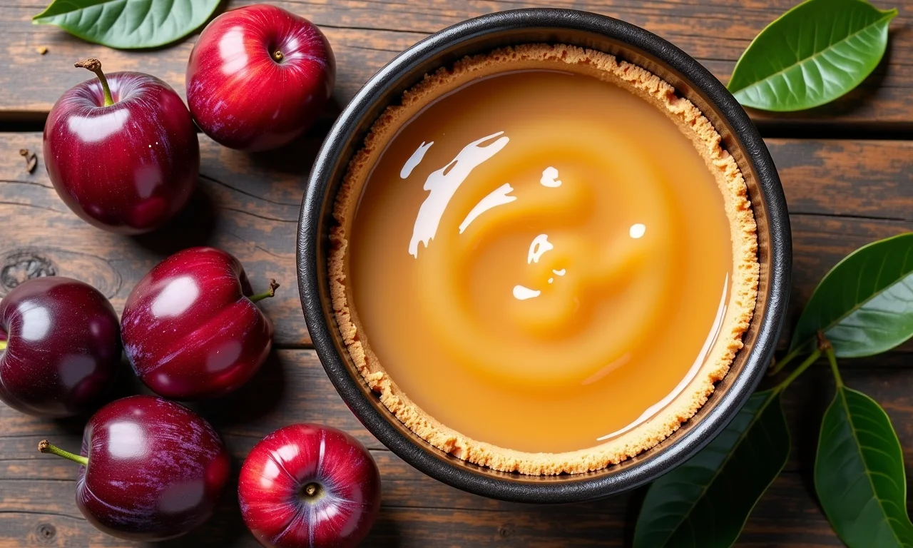 Ingredientes frescos para recheio de ameixa com doce de leite.