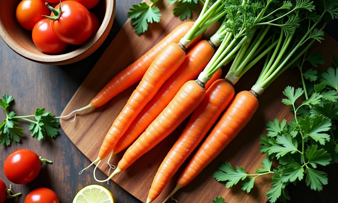 Ingredientes frescos para suflê de cenoura.