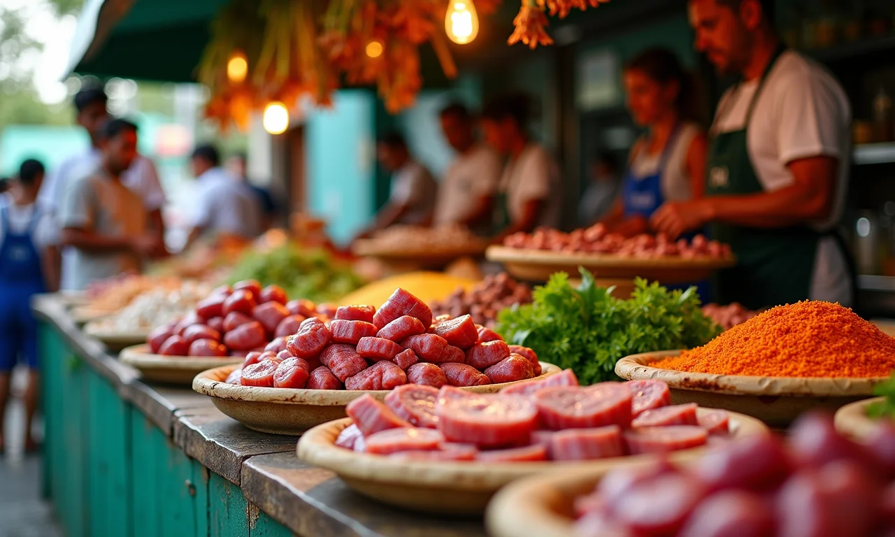 Ingredientes frescos para torta de carne no mercado.