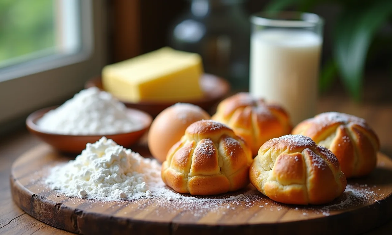 Ingredientes para a massa choux: farinha, manteiga, ovos, açúcar e leite.