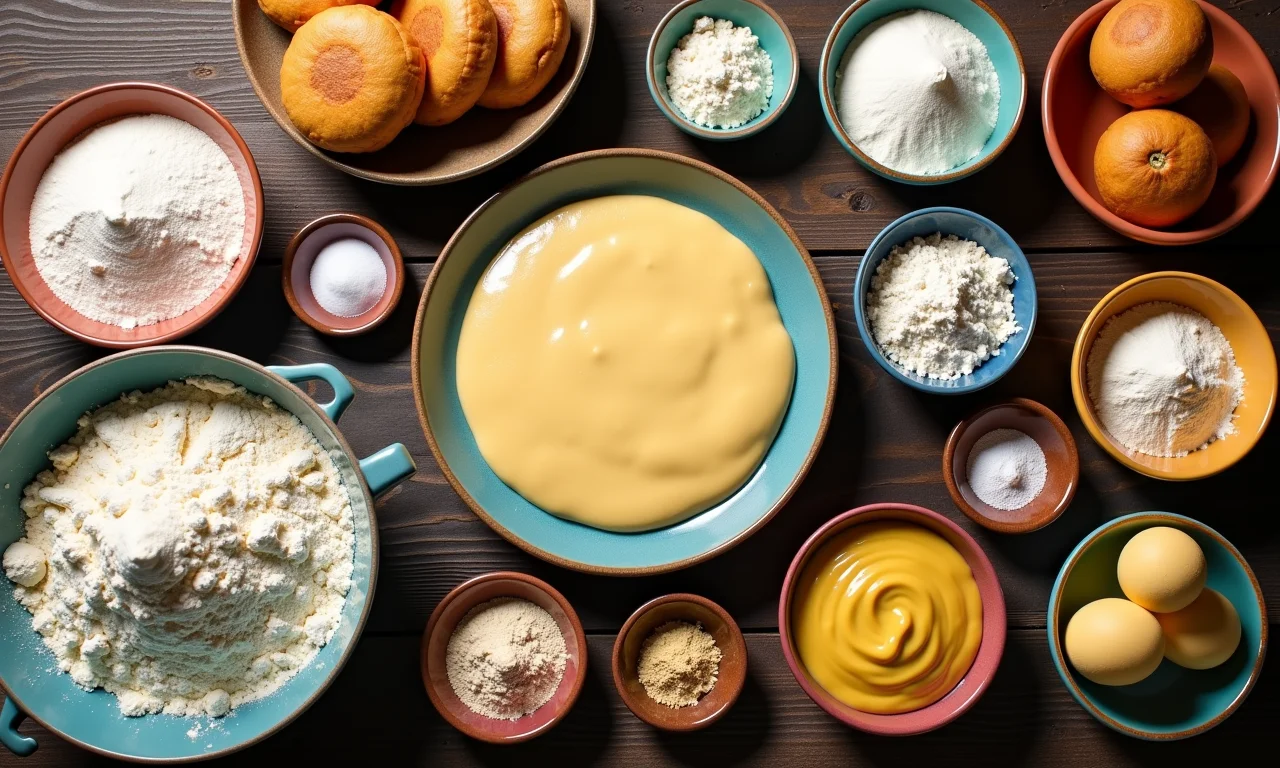 Ingredientes para blinis com diferentes tipos de farinha.