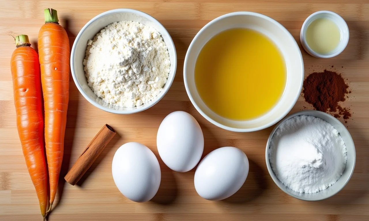 Ingredientes para bolo de cenoura.