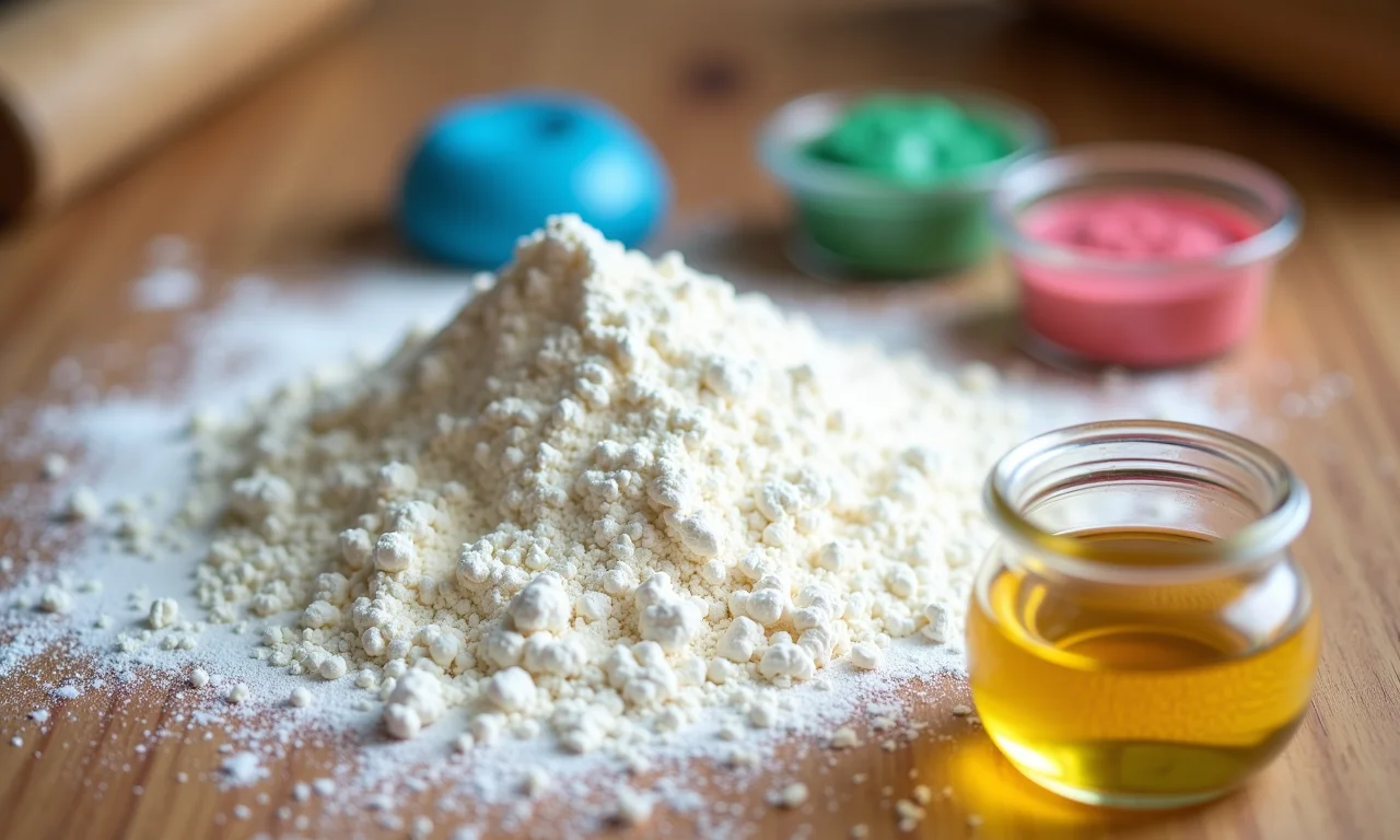 Ingredientes para fazer massinha de modelar caseira.