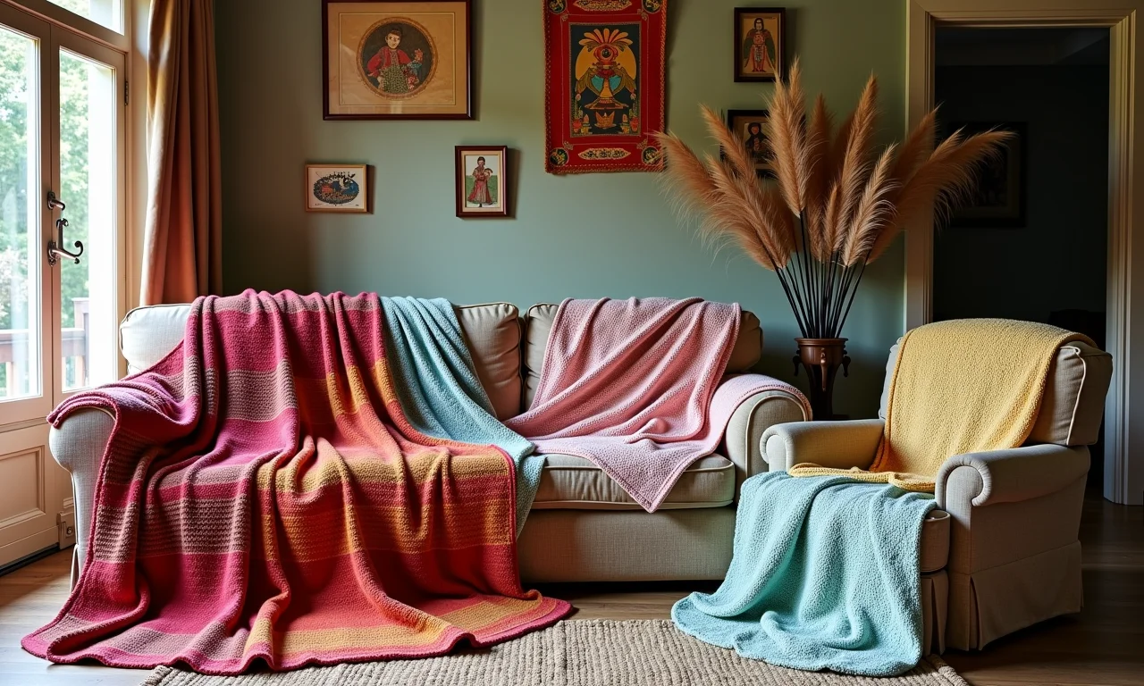 Inspirações de mantas de crochê coloridas