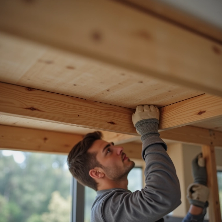 Instalação de estruturas de suporte sob o beliche.