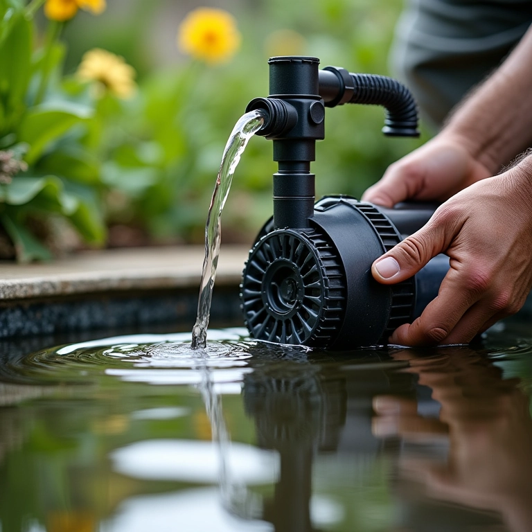 Instalação de um sistema de filtragem para lago de carpas.