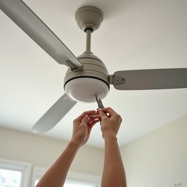 Instalando as pás do ventilador de teto