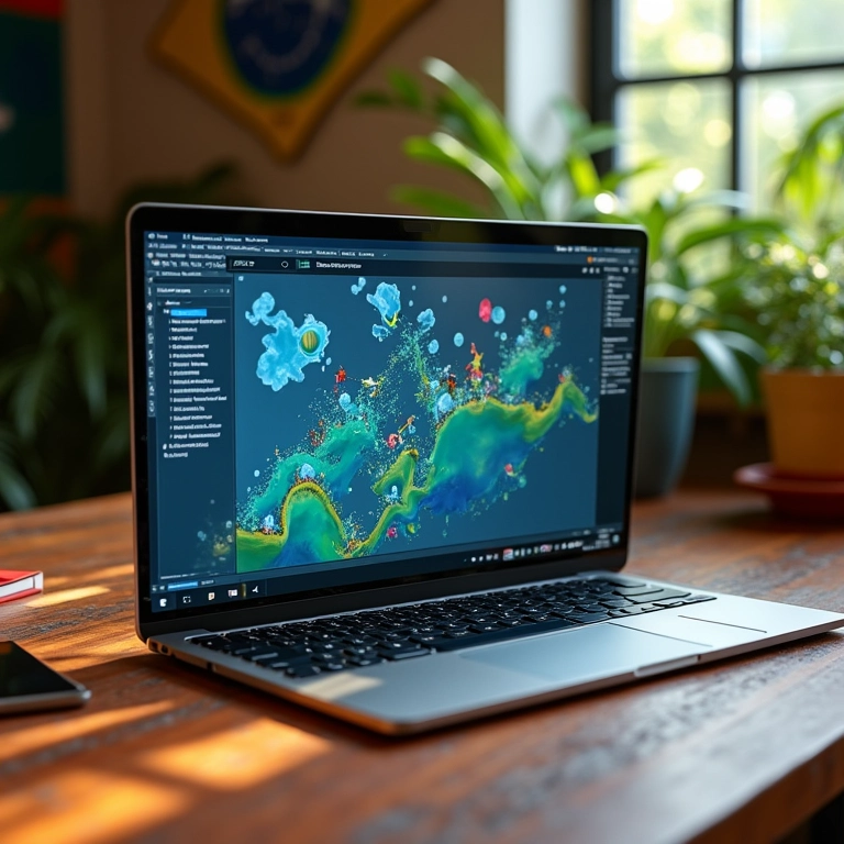 Interface de software de animação em um laptop.