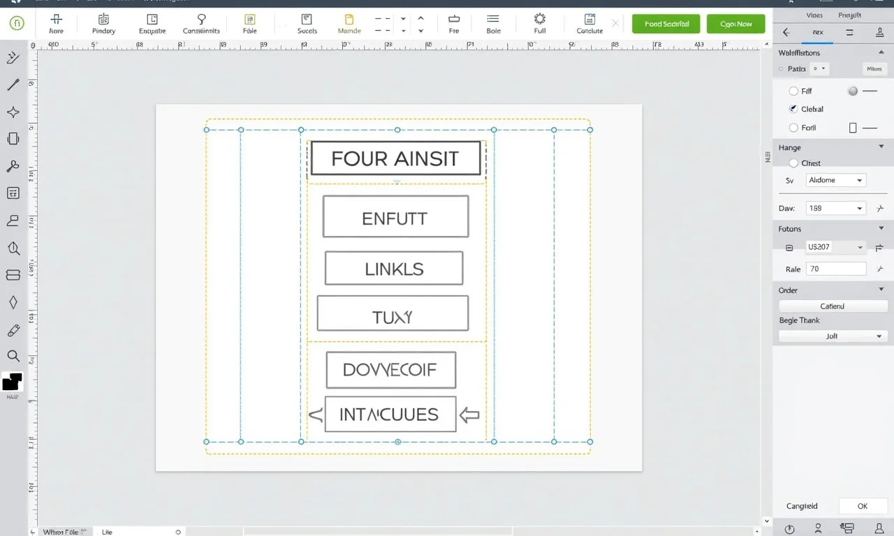 Interface de software de design de etiquetas exibindo um modelo personalizável.