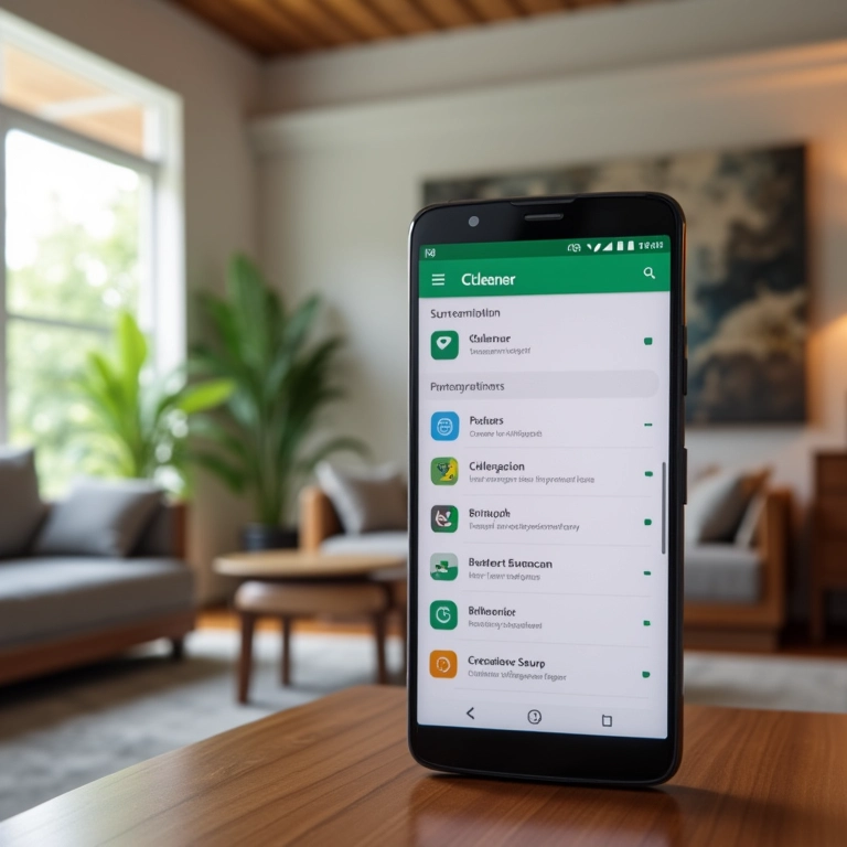 Interface do aplicativo CCleaner em um celular Android.