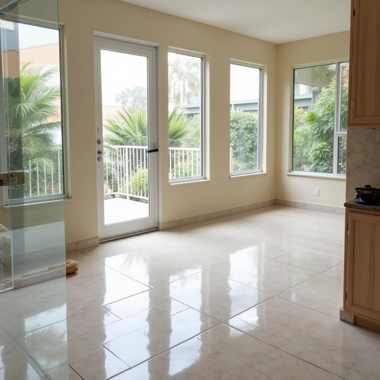 Interior de uma casa brasileira impecavelmente limpa, mostrando resultados de antes e depois.