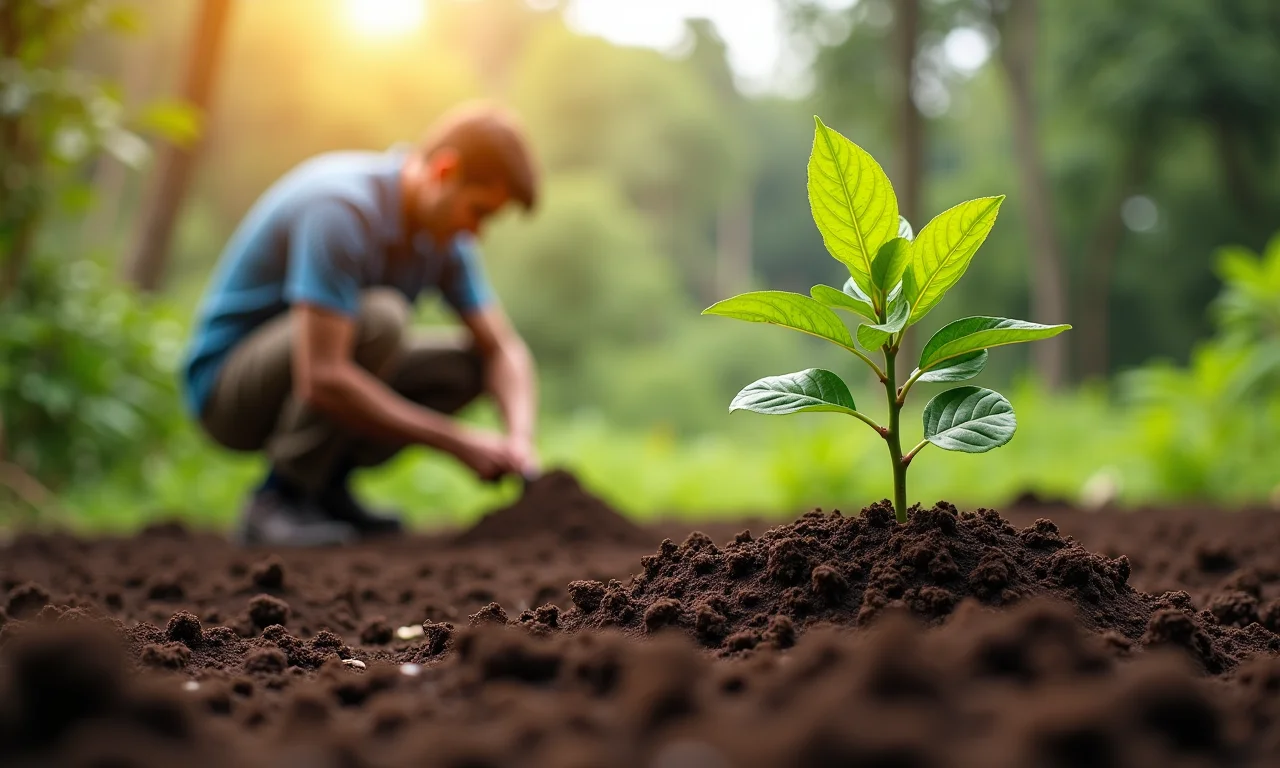 Jardineiro preparando solo para gabiroba