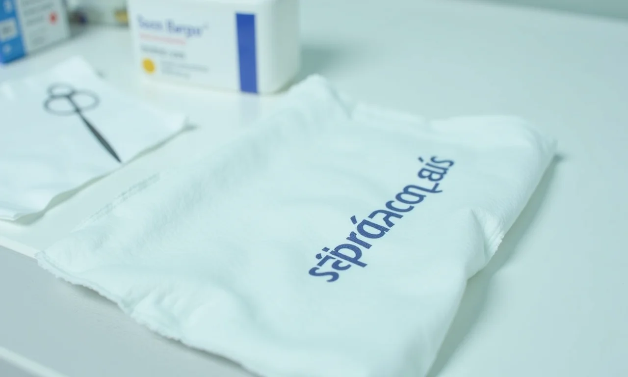 Kit de curativo cirúrgico com materiais essenciais.